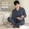 Pijama de manga larga para hombre, primavera y otoño, traje casual tipo cárdigan de algodón puro, se puede usar afuera, talla 7XL extra grande, venta al por mayor de ropa para el hogar