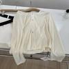 Cárdigan Blusa de Manga Larga con Botonadura Sencilla de Lino Tencel para Protección Solar Suelta Petite Corta Top Chaqueta para Mujer Verano Delgado