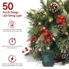 Árbol de Navidad Artificial con Rellenos de Esqueleto Realistas, Decoraciones Mixtas Escarchadas, Luces de Cadena, Tiras de Luces LED y Base
