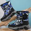 Botas de neve infantis para crianças grandes 24 Botas de inverno com forro de lã grossa de algodão resistente para meninas Sapatos antiderrapantes à prova d'água para áreas externas para meninos