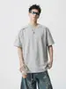 Marca Americana Moderna Camiseta Regular com Manga Curta e Gola Redonda Masculina Verão Solta Manga Meia Manga Top Masculino Design Preto Camiseta Top