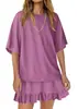 Comércio Exterior Transfronteiriço Amazon Europa e América 2026 Moda Casual Feminina Gola Redonda Camiseta Solta Saia Curta com Cintura Elástica Roupa para Casa