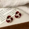 Moda Retro Lujo Ligero Elegante Gama Alta Pendientes de Gota de Aceite Rojo Ancola Colección Pendientes Simples y Versátiles para Mujer