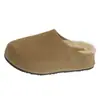 Pantuflas Birkenstock retro de cuero genuino para mujer que aumentan la altura, nuevo modelo de invierno 2025, slip-on de punta cerrada, medias pantuflas con forro de felpa