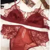 Roupa Íntima Sexy Transparente Ultra Fina Francesa Sutiã Push-Up para Seios Pequenos com Renda Bordada Verão Leve e Fino Peça Única Dropshipping
