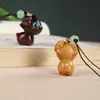 Palo de rosa Madera de oveja Pequeña Talla en madera Adorno creativo Colgante Llavero Zodiaco Oveja Cadena para teléfono móvil Colgante para bolso Accesorios