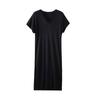 Verano Nuevo Camisón de Manga Corta con Cuello en V para Mujer Falda Base Larga Enagua Vestido para Casa Seda de Morera Interior Color Sólido