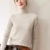 Suéter de cachemira con cuello de punto grueso de siete agujas para mujer, simple, versátil, de cuello alto, tejido, jersey, suéter holgado, prenda interior