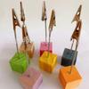 Clip de Mensaje Cuadrado Decorativo DIY de Madera Maciza Clip de Memo de Hierro Forjado Clip para Fotos Adorno de Escritorio Clips para Tarjetas Postales