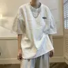 Autorización para recoger el armario de retiro de comercio exterior camiseta de media manga waffle suelta talla grande ropa de hombre camiseta de manga corta
