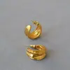 Pendientes Asimétricos Hechos a Mano con Partículas de Arenisca, Chapados en Oro de Latón Retro de Nicho Francés, con Cierre de Plata 925 en Forma de C