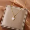 Nueva cadena de clavícula de lujo estilo coreano, collar versátil de acero de titanio de moda para mujer, colgante simple clásico de circón, accesorio versátil