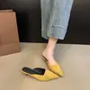 Mules Bico Fino Chuyuji para Mulheres 2026 Novo Estilo Simples Europeu e Americano Moda Salto Alto Bico Fechado Meio Chinelo para Uso Externo
