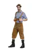 Nueva ropa tradicional alemana para festival de cerveza Traje de hombre a cuadros bávaro tradicional con tirantes para cerveza