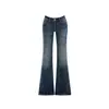 Jeans para mujer 2026 transfronterizos, ligeramente acampanados, estilo americano, lavados y desgastados, con cintura reforzada, pantalones largos azul grisáceo, azul grisáceo extralargos