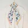 Estilo Novo Primavera e Verão Seda Imitação Estampada Lenço Longo Diagonal de Seda Textura Cetim Flor de Caju Floral Lenço Faixa de Cabeça Cinto