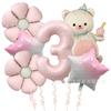 Set de globos de película de aluminio de 40 pulgadas color caramelo, blanco leche, azul talco para bebé, digital, mate, oso mágico, pastel, flor de margarita