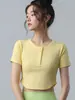 Camiseta Deportiva de Secado Rápido para Correr, Yoga, Mujer, Manga Corta, Ajuste Ceñido, Profesional, Entrenamiento de Pilates, Ropa de Fitness, Cuello Redondo, Verano