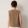 Colete Cardigan de Cashmere 100% Puro de Botão Único Feminino Outono Inverno Novo Gola V Sem Mangas Malha Suéter Emagrecedor Xale