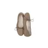 Versão em Pele de Ovelha~Sapatos de Rolinho Estilo Uva Ma para Mulheres, Sapatilhas Planas, Couro Genuíno, Laço, Bico Quadrado, Sapatos de Salto Baixo