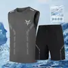 Ropa de Fitness para Hombre, Chaleco de Seda Helada de Secado Rápido, Traje Deportivo, Equipamiento de Baloncesto, Camiseta de Manga Corta para Entrenamiento y Running, Verano