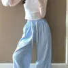 Pantalones de rayas estilo ins pantalones para caminar verano delgados pijamas para mujer holgados casuales largos de pierna ancha pantalones para el hogar de estudiante