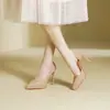 2026 Novo Verão Salto Alto Apontado Solado Vermelho Nude Confortável Impermeável Plataforma Fashion Bico Fino Lateral Vazada Couro Patente Sapatos de Salto Único