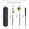 Conjunto de talheres de aço inoxidável, conjunto de três peças, colher e garfo portugueses, pauzinhos, talheres coreanos, conjunto de talheres para estudantes, ao ar livre, colher e pauzinhos