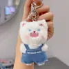 Macacão Jeans Autêntico Fofo para Gato de Estimação Pingente de Pelúcia de Casal Chaveiro de Mochila Exquisito Boneca