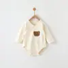 Mameluco para bebé de algodón puro, Clase A, de manga larga, con broches a presión, para recién nacidos, estilo primavera y otoño, mameluco de triángulo, traje para gatear