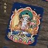 Zakilam Quinto Mestre Raposa Fada Mestre da Medicina Buda Huang Cai Oito Deidades Protetoras Pintura Thangka de Alta Definição Pintada à Mão Núcleo de Cinábrio Dourado