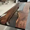 Mesa de Río de Resina Epoxi, Mesa de Centro de Madera Maciza con Onda Oceánica, Mesa de Tablero de Tronco de Madera Maciza, Mesa de Comedor, Mesa de Café, Muebles de Tablero Completo