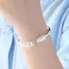 Artículos genuinos 9999 Plata de Pie Ojo de Gato Pulsera para Mujer Sólida Todo-partido Cepillado Pulsera de Plata de Ley Diseño de Nicho Pulsera de Plata Regalo
