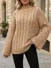 Suéter Pulôver de Gola Alta Outono e Inverno, Estilo Europeu e Americano Transfronteiriço, Estilo Relaxado, Modelagem Ampla, Elegante, Tricô Grosso para Mulheres, Em Estoque