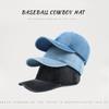 Gorra de Béisbol de Mezclilla con Visera para Primavera y Verano, Versión Ligera, Color Puro, Casual, que Muestra la Cara, Pequeña, Versátil, Sombrero de Sol con Logo