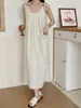 Vestido Casual de Verano Nuevo Color Sólido Holgado Adelgazante Sin Mangas con Tirantes Finos de Espagueti Corte A Elegante