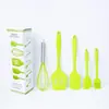 Raspador de silicona de una pieza, juego de 5 piezas, batidor de huevos, pala antigoteo, juego de cepillos de aceite, herramientas para hornear, juego de utensilios de cocina de silicona