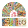36 Piezas de Tarjetas de Animales Psicodélicos Vintage de Compra Directa Transfronteriza, Tarjetas Decorativas y para Journaling Estilo Collage Pop Europeo y Americano