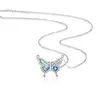 Collar de Plata de Ley S925 con Flor de Gipsofila y Mariposa para Mujer, Estilo de Nicho, Gama Alta, Cadena Clavicular de Concha Colorida, Lujo Accesible Transfronterizo