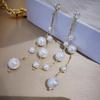 Estilo coreano simples super fada elegante prata brincos de pino mulheres longo Tassel brincos de pérola elegante Cool elegante Ear Stud