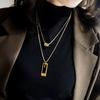 Diseño europeo y americano sentido de alta gama cadena de suéter 2024 nueva moda joyería otoño e invierno decoración collar largo de acero de titanio de doble capa