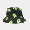 Sombrero de pescador con estampado digital de frutas de dibujos animados para hombres y mujeres, sombrero tipo cubo para proteger del sol, sombrero versátil para exteriores de protección solar de verano