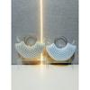 Bolso de Mano de Perlas Transfronterizo Europeo y Americano bling Diamante Bolso de Cena Bolso de Muñeca en Forma de Abanico Semiredondo Pequeño Estilo Chanel Bolso de Banquete