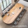Mesa de conferencias moderna y sencilla de madera maciza, mesa larga ovalada, mesa grande de negociación y capacitación, mesa larga, escritorio para personal