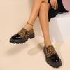 Nuevos Zapatos de Mujer Talla Grande 2025, Nuevo Otoño Estampado de Leopardo Estilo Europeo y Americano Punta Redonda Tacón Grueso Mocasines sin Cordones Zapatos Casuales