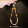 Cadena para Teléfono Cruzada de Diamante Brillante Colorido Suave de Caqui Lujo Ligero Colgante de Cristal de Gama Alta Adorno Fresco para Mano