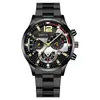 Nuevo Reloj de Acero para Hombre con Calendario Falso de Tres Ojos Reloj de Cuarzo Reloj Deportivo Manecillas Luminosas Reloj de Pulsera para Hombre