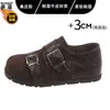 Zapatos Birkenstock para Mujer Estilo Retro de Piel Gruesa Hebilla Cobertura Total Más Terciopelo Punta Redonda Mary Janes Zapatos Pequeños de Cuero