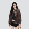 Ropa Urbana Retro Americana Chaqueta de Cuero PU Chaqueta de Cuero para Motociclista Unisex Otoño 2026 Holgada Casual Versátil