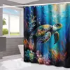 Cortina de ducha serie tortuga transfronteriza para baño del hogar, cortina de ducha divisoria para separación de zonas húmedas y secas, cortina de ducha impermeable con impresión digital